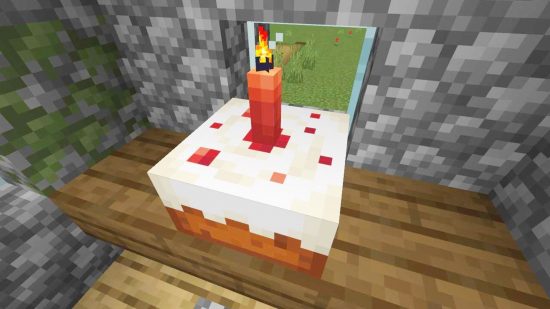 עוגת Minecraft עם נר