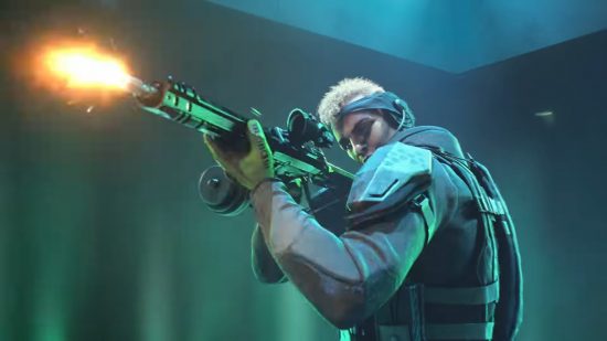 Rainbow Six Siege Year 7 roadmap update: Operator Sen fires a rifle at an unseen target
