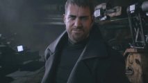 Chris Redfield smiles at Ethan Winters in Resident Evil Village