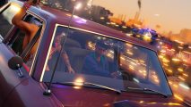 Saints Row roadmap: The Saints escape a gunfight in a high speed car chase