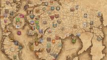 A snippet from the Warhammer 3 Immortal Empires map showing starting positions for factions