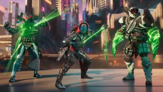 Destiny 2 Lightfall will feature a new subclass called Strand. A Warlock, Titan, and Hunter show off their abilities here.