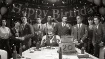 Mafia will be free on Steam to celebrate anniversary: black and white photo pf a group of gangsters celebrating a birthday