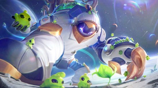 League of Legends patch 12.17: Maokai mini-rework, Miss Fortune buff: an astronaut interacts with small green aliens