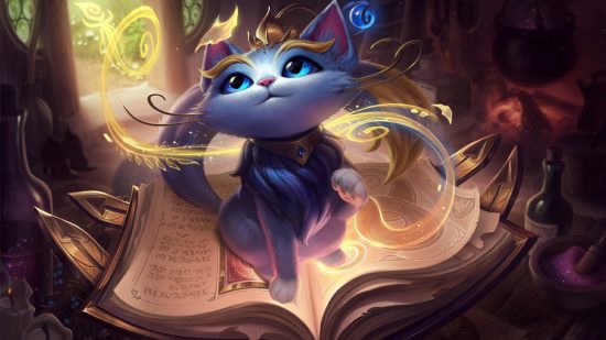 Yuumi hotfix buffs League of Legends champion immediately after nerf: League of Legends Champion Yuumi, a cat, sits atop a magical book