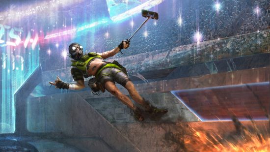 Amazon may own Apex Legends, Madden, and Battlefield as it looks to buy EA: A character from Apex Legends floats in the air taking a photo with a selfie stick