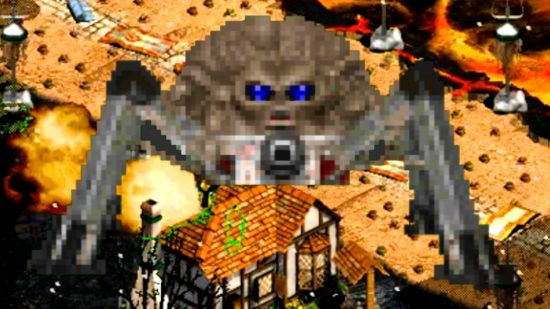AoE Age of Doom mod - playable Arachnotron, a brain with eyes, four robot legs and a plasma cannon
