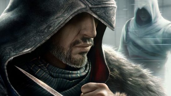 Assassins Creed Anniversary: The hooded protagonist of AC revelations stares off screen