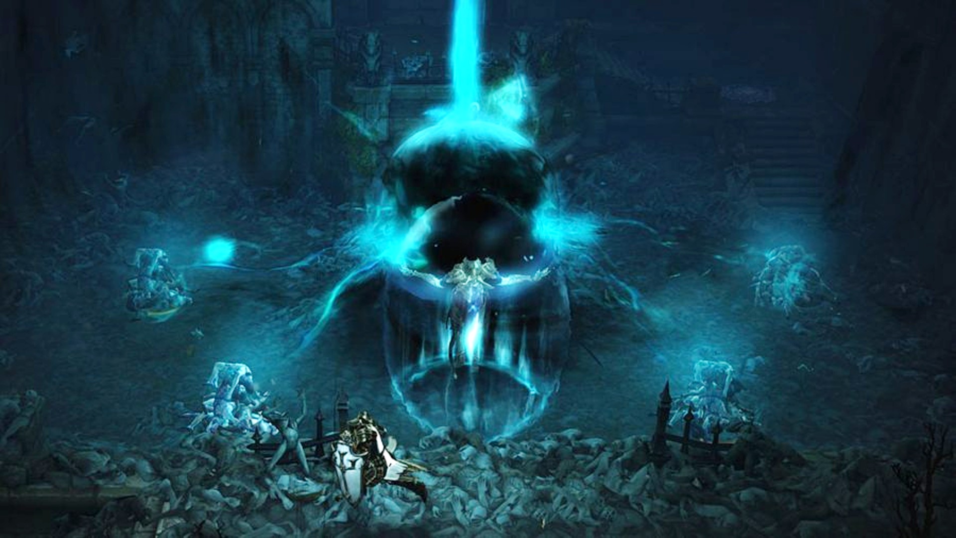 Best RPG games: Diablo 3. Image shows a magical ritual being carried out in a dark cavern.