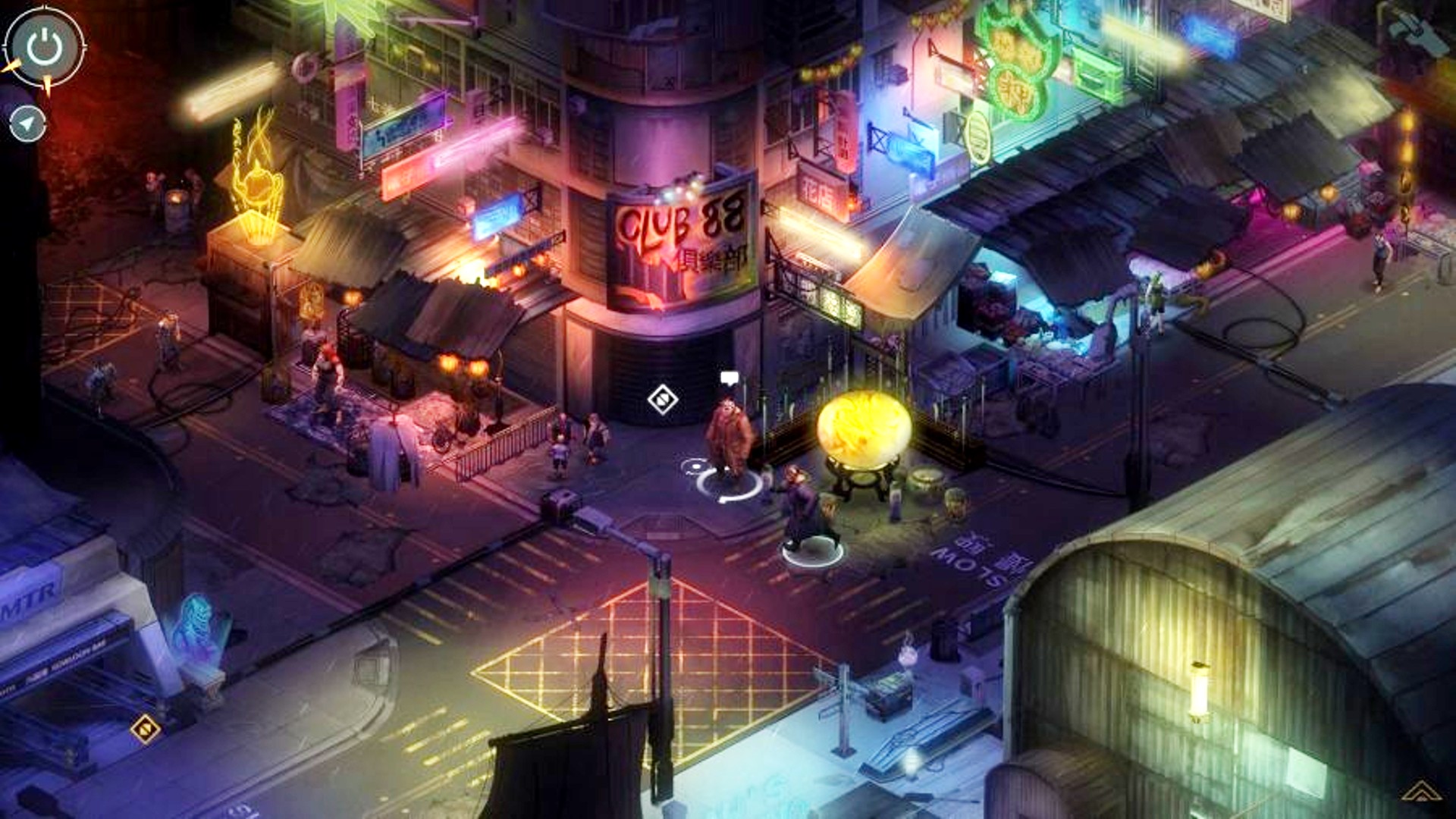 Migliori giochi di gioco di ruolo: Shadowrun: Hong Kong. L'immagine mostra una strada in una strada scura e urbana