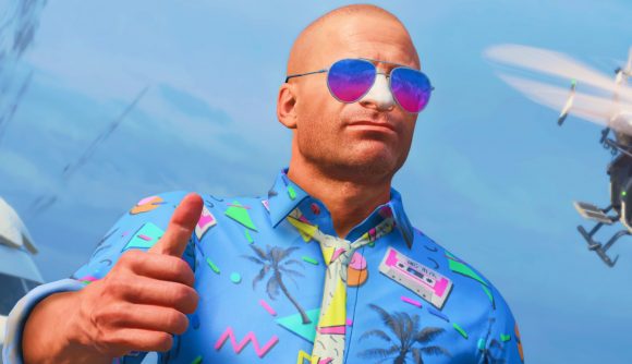 Call of Duty: Black Ops 4 co-op campaign could have been amazing: Hudson from Call of Duty Black Ops 4 wears a colourful 90s shirt and purple shades while giving a thumbs up