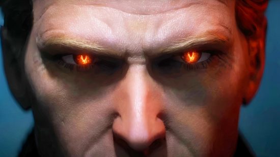 Dead by Daylight survivors can easily detect Resident Evil’s Wesker: the red laser eyes of Albert Wesker from Dead by Daylight and Resident Evil