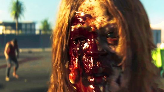 Dead Island 2 gore system lets you melt zombies down to the bone: A zombine from the open-world zombie game Dead Island 2 has its eyeball hanging out.