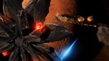 Elite Dangerous Aftermath: Thargoids attack a capital ship orbiting a red planet
