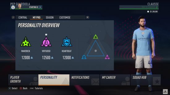 FIFA 23 Career Mode: football stands to the right of in-game menus