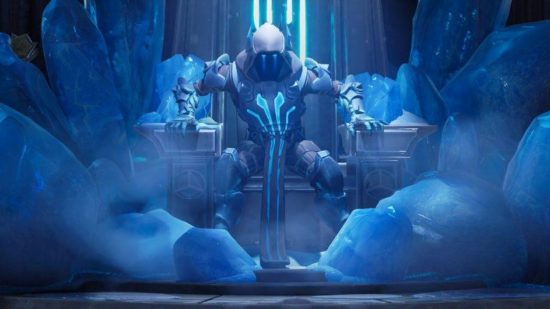 Fortnite map built in Creative is a take on boardgame: This image shows an icy kind sat atop of frozen throne.