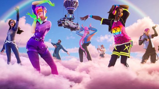 Fortnite Play Your Way event is starting soon, and this image shows a few characters dancing.