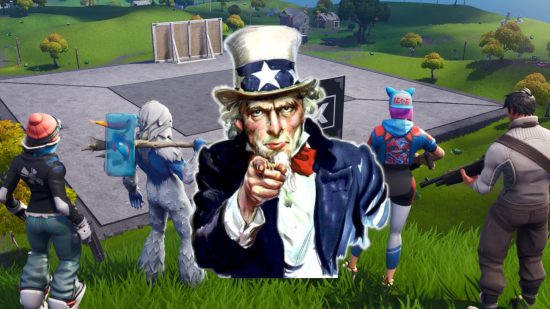 Fortnite The Block voting system is flawed: Fortnite map with Uncle Sam pointing at you