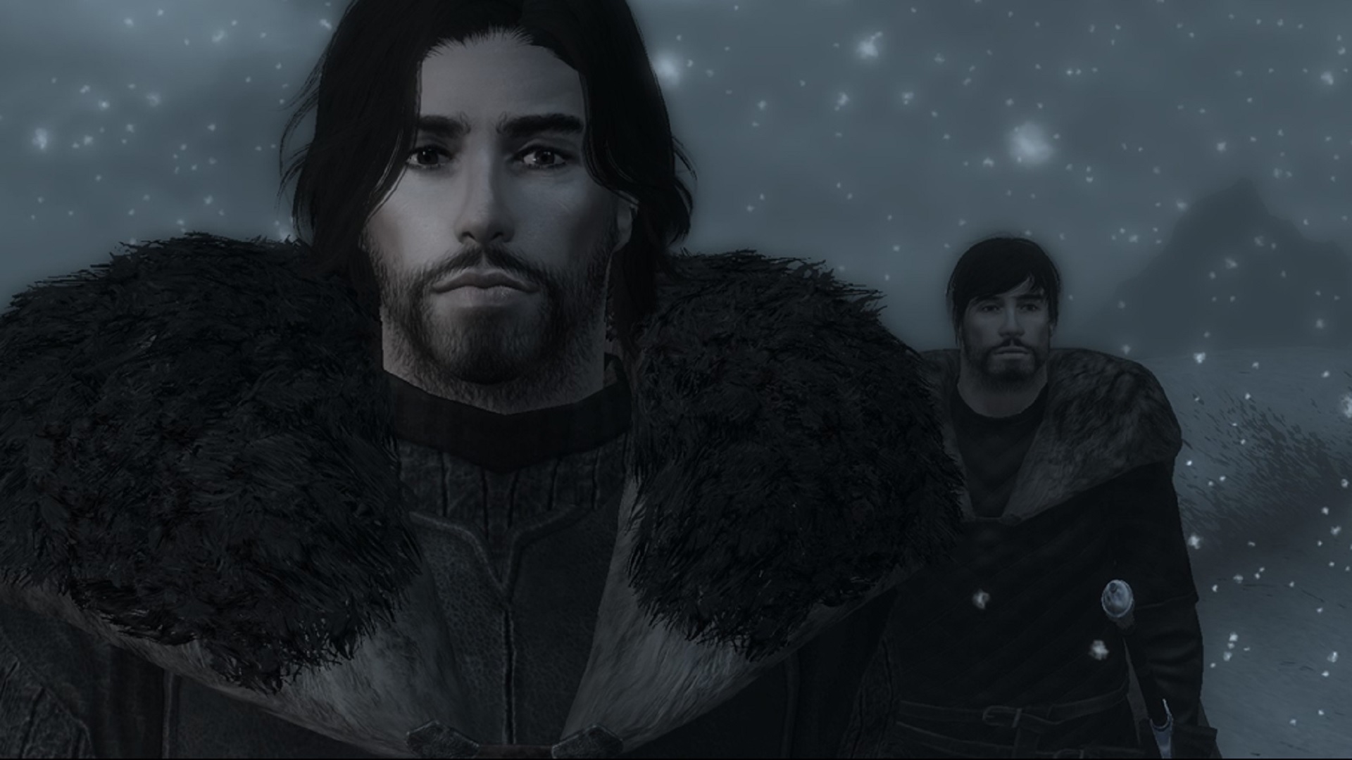 Best Game of Thrones games: Skyrim. Image shows a character in woolen clothes in a dark place.