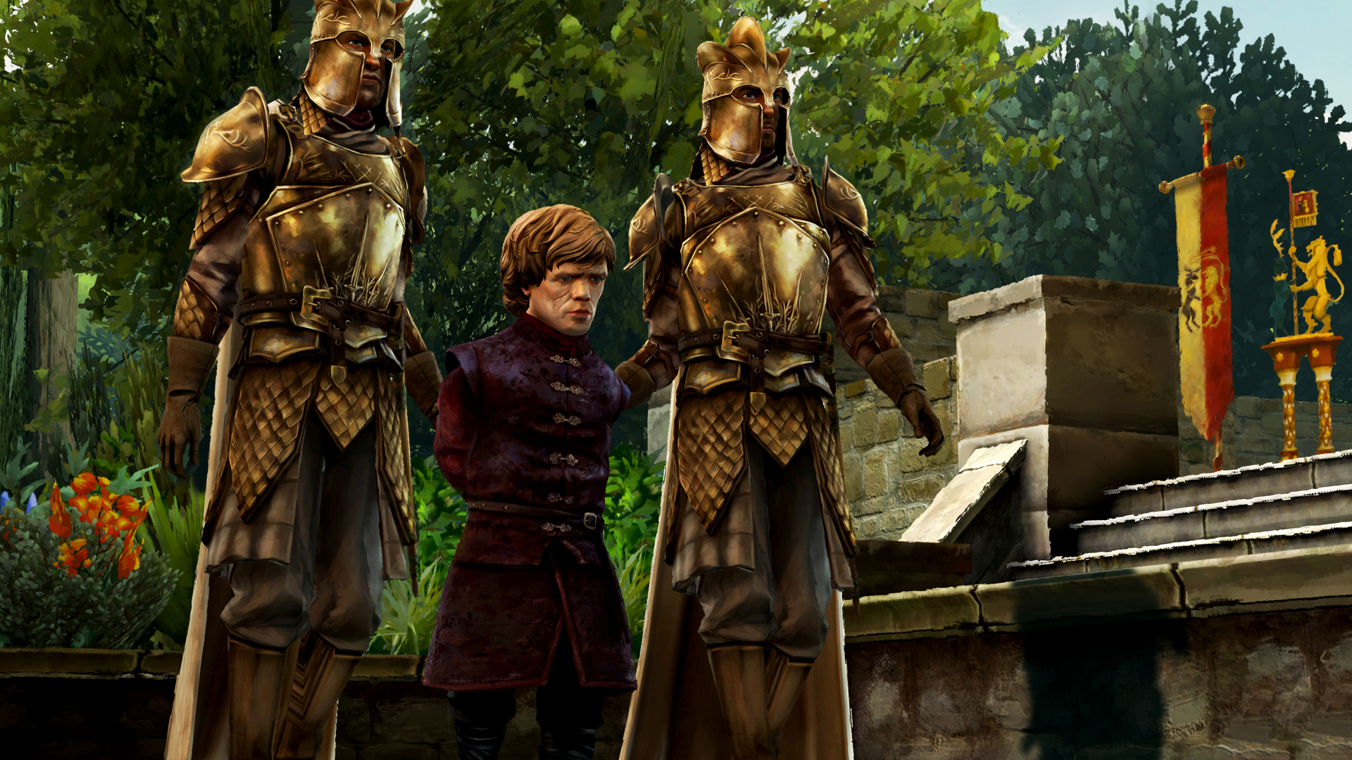 Best Game of Thrones games: Telltale's Game of Thrones. Image shows Tyrion Lannister being arrested.
