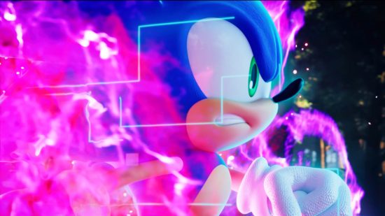 Gamescom 2022 how to watch and what to expect: Sonic from Sonic Frontiers runs through a forest surrounded by electric energy