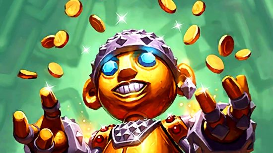 Hearthstone battle pass ads pay to win - Excitatron 3000 tossing gold coins into the air