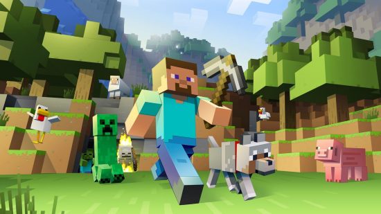 Minecraft builds see Redstone used by YouTubers to make MS Paint: Minecraft's creeper and main hero stroll across the landscape