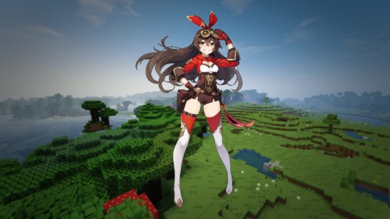 Minecraft - Genshin Impact's Amber in a Minecraft world