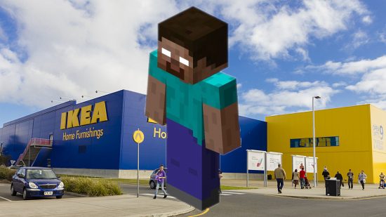 Minecraft map has never looked worse than it does at IKEA: a Minecraft character stands in front of IKEA