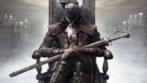 Moonscars is Bloodborne: A hunter sits on a throne wearing a mask
