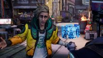 New Tales from the Borderlands release date: Octavio, a wiry kid with blond dreadlocks and a brightly-coloured puffy jacket, makes an exasperated gesture while talking with someone in a narrow city street
