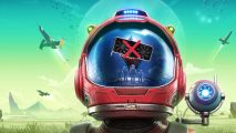 No Man's Sky system requirements: game artwork of spaceman with GPU and red cross on helmet