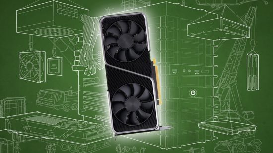 Nvidia RTX 4070 Ti: GeForce graphics card with Nvidia gaming PC art backdrop