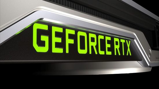 Nvidia GeForce RTX 4080: The side of a Founders Edition graphics card, with an illuminated 'GeForce RTX' logo in green