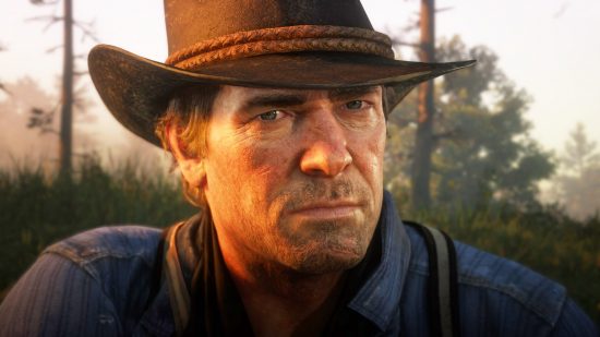 Red Dead Redemption 2 hidden cutscene reveals massive cut content. A cowboy, Arthur Morgan from Red Dead Redemption 2, stands in a field at dusk.
