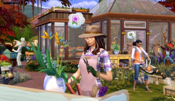 Sims 4 cheats: A Sim gardening in the Sims 4 Seasons expansion