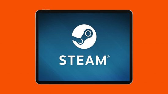 Steam mobile app beta - an iPad with the Steam logo displayed on-screen