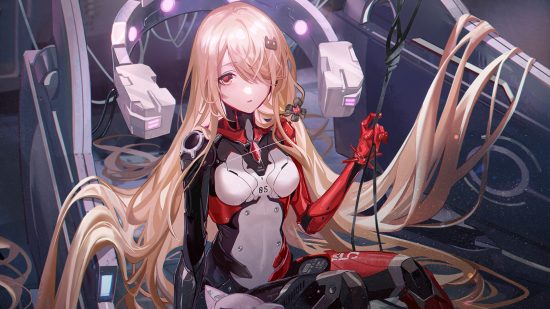tower of fantasy twitch drops anime girl with blonde hair sits in machine