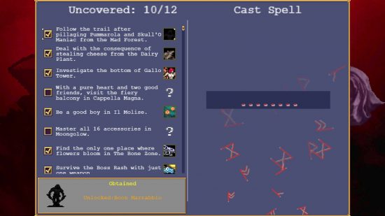 Vampire Survivors cheats - the cheats menu and the entry space to "cast spells". Two of the cheats have not been uncovered.