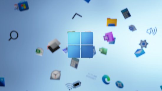 The Windows 11 logo stands at the forefront of other recognisable icons from the operating system