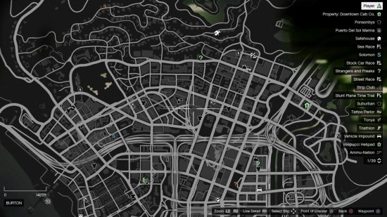 Fecha de lanzamiento de GTA 6: una imagen del mapa de GTA 5 para mostrar lo complicadas que pueden llegar a ser las carreteras.  No es representativo del mapa de GTA 6.