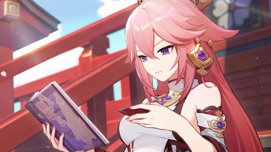 Genshin Impact leak lists Childe and Yae reruns in 3.2 banner: anime girl with pink hair reading a book