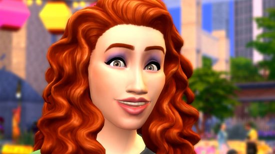 The Sims 4 goes free-to-play soon says EA: a red haired Sim looks into the camera and smiles