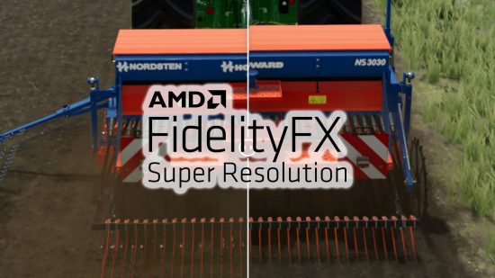 AMD FSR 2.1: Farming Simulator 2022 comparison with glowing logo