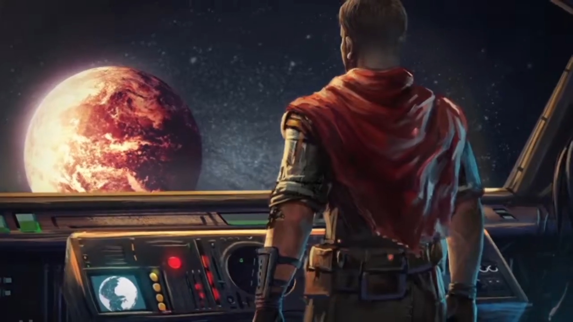 Melhores jogos de navegador: Survivor Legacy. A imagem mostra um homem olhando para um planeta de dentro de uma nave espacial