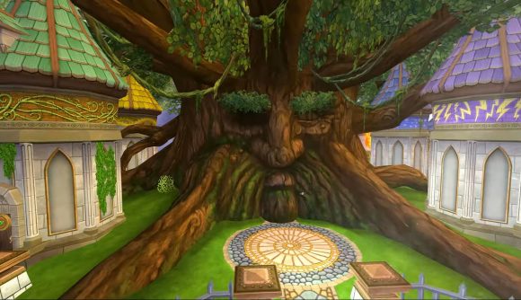 Best fantasy games: Wizard101. Image shows a large tree with a face.