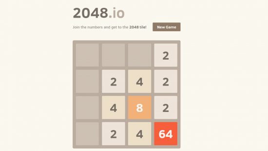 Best io games: The early game of 2048.io featuring numerous 2s and 4s