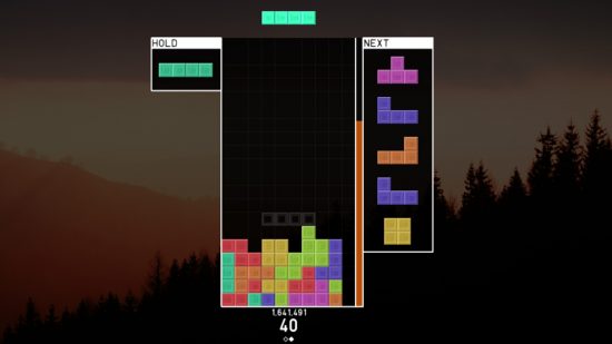Best io games: Five stacks of Tetris blocks with one gap on the right side ready for a line brick to clear in Tetr.io