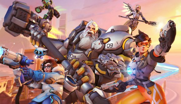 Best multiplayer games 2022: An ensemble screenshot of characters from Overwatch 2, a hero shooter and one of the best multiplayer games released in 2022, featuring Reinhardt, Mercy, Tracer, Mei, and Lucio