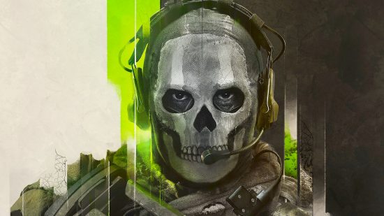 Modern Warfare 2 system requirements: soldier with skull mask on green and beige backdrop